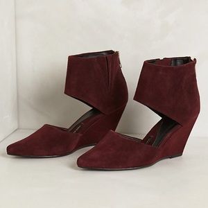 Anthropologie Pied Juste Maroon Wedges 8